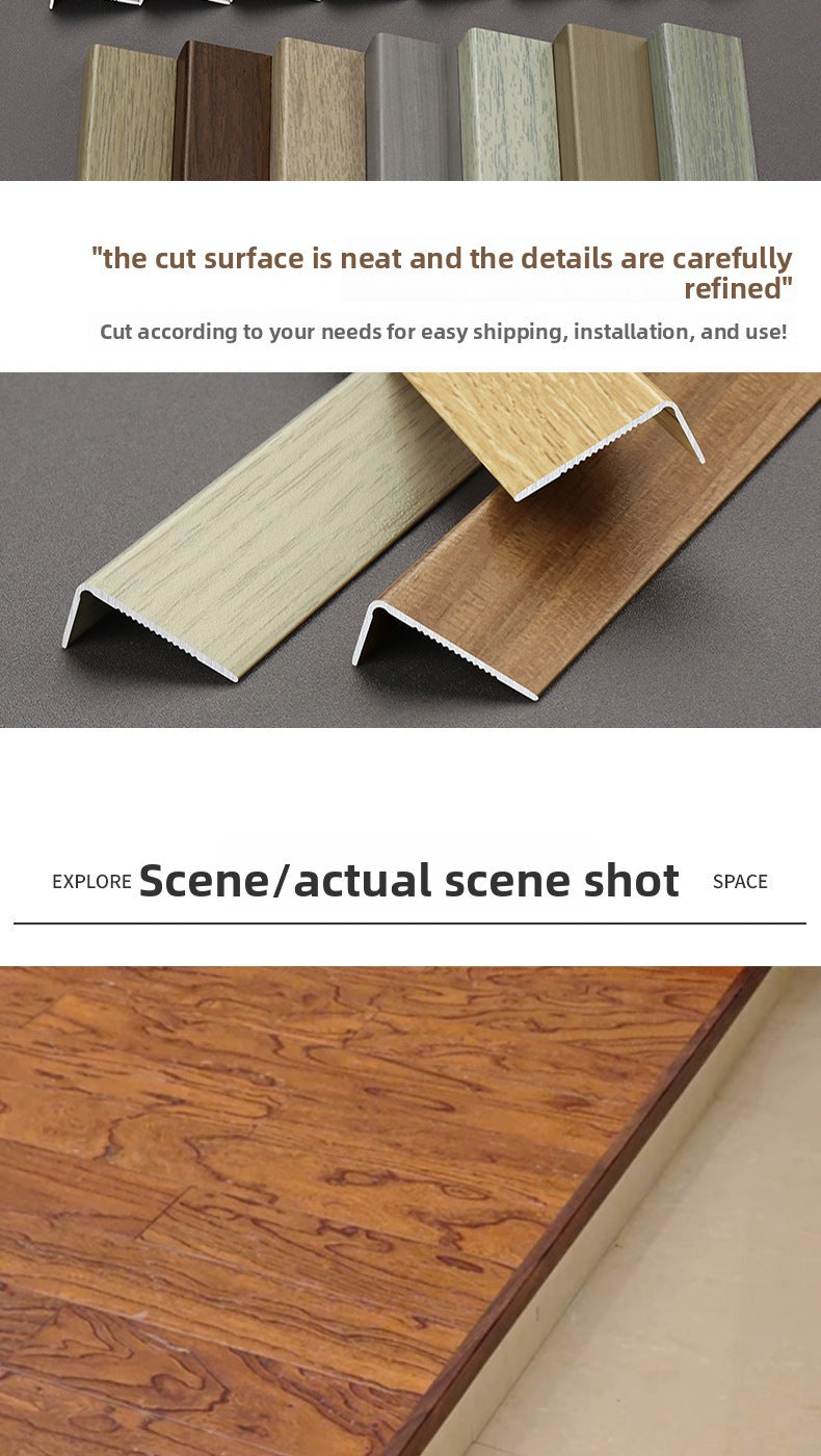 Aluminum alloy wood grain L Right-angle ultra-narrow wood flooring edge trim strip7Door threshold edging trim, wardrobe corner fastener strip