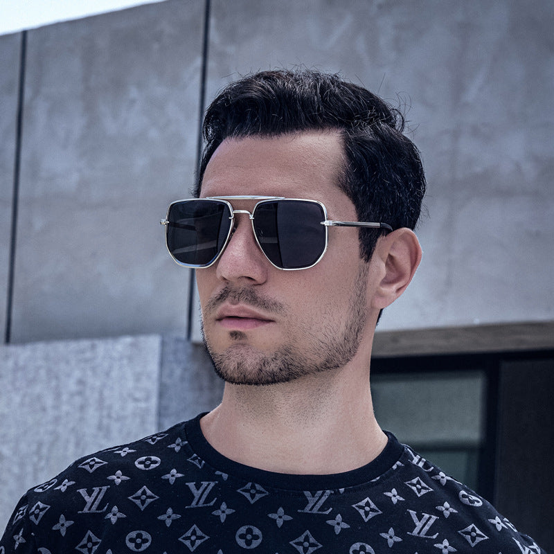 Fashion Double Bridge Sunglasses for Men UV Protection Driving Diamond Cut Edge Sunscreen Sunglasses for Women Wholesale