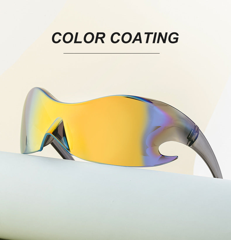 Europe and America Y2K Millennium Sports Windproof Colorful Sunglasses Men's Future Technology Style One-piece Sunglasses Women's Wholesale
