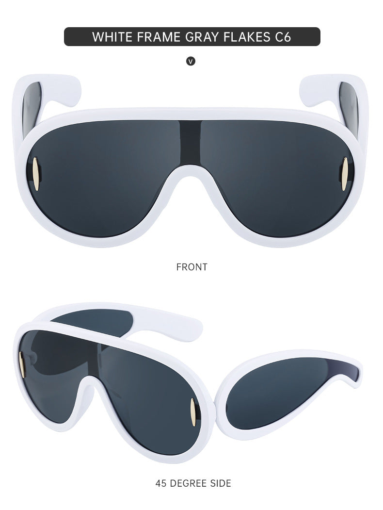 INS One-piece Large Frame Sunglasses for Women, European and American Fashion Sports Cycling Sunglasses, Windproof Glasses Wholesale