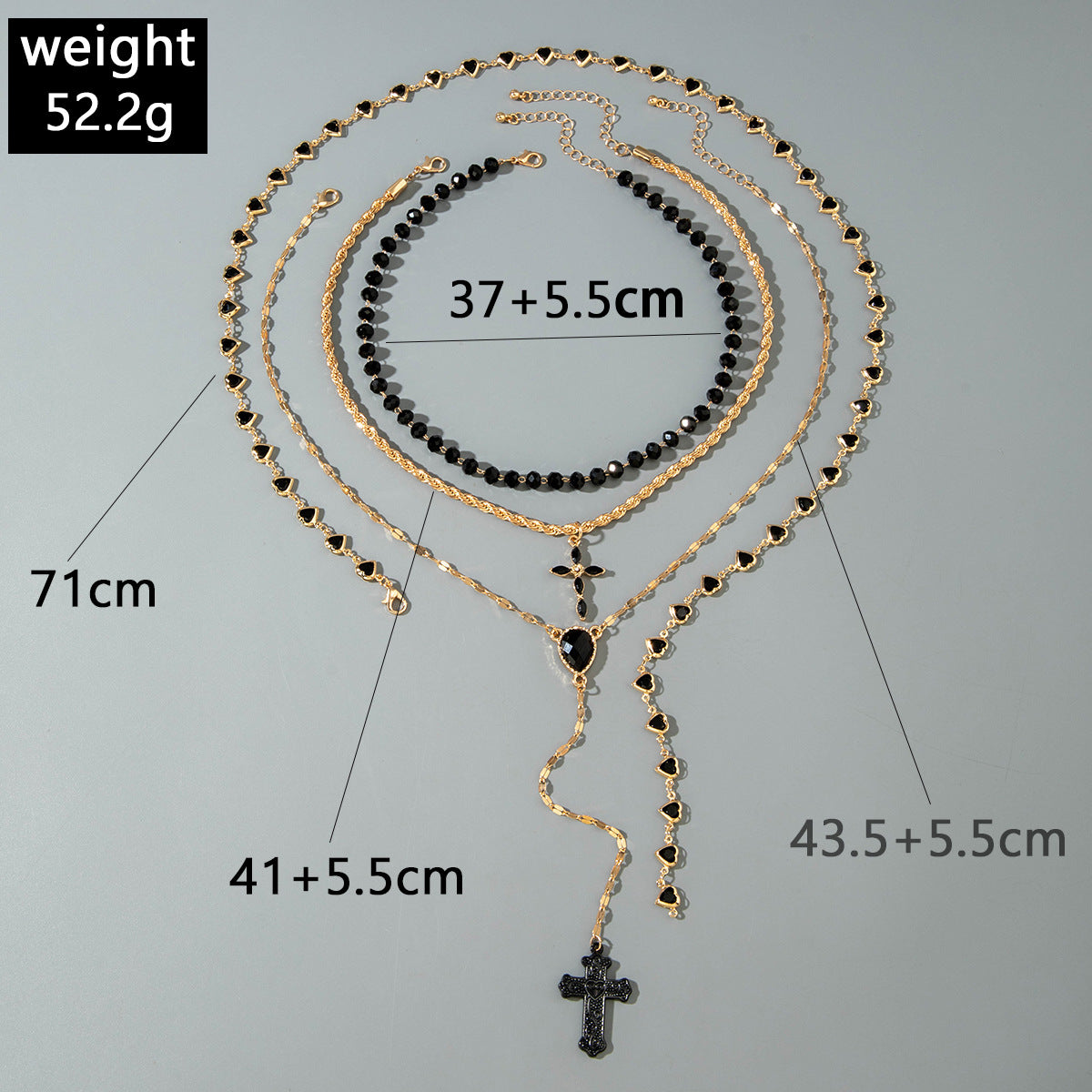 European and American Fashion Sense y Women's Tassel Necklace Creative Personality Double Layer Cross Pendant Collarbone Chain Necklace