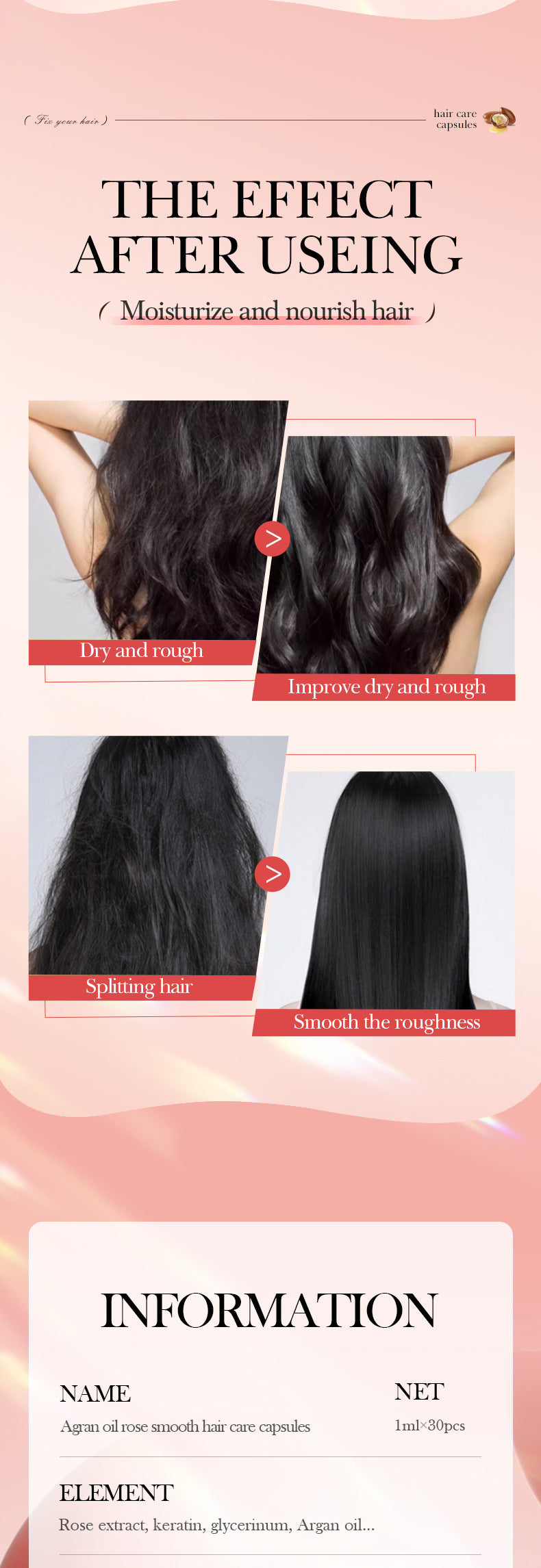 Full English Nut Oil Hair Care Capsules SADOER Improve Frizz Essential Oil Capsule Conditioner  Wholesale