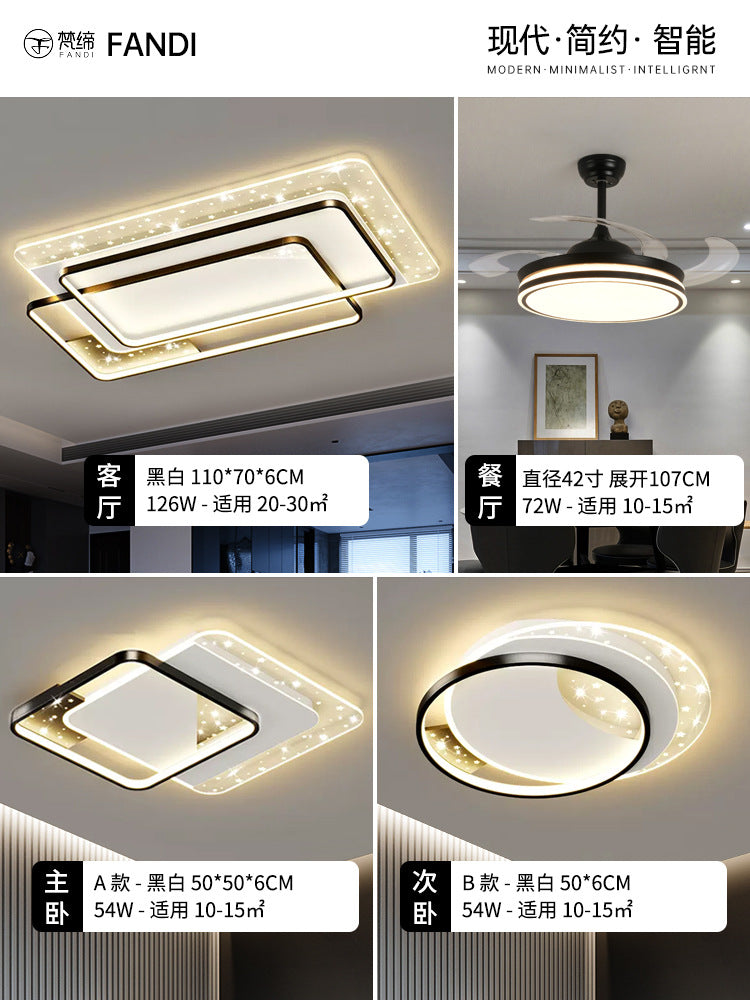 LED Light Luxury Living Room Main Light Starry Sky Restaurant Chandelier Modern Simple Nordic Bedroom Ceiling Light Full House Package