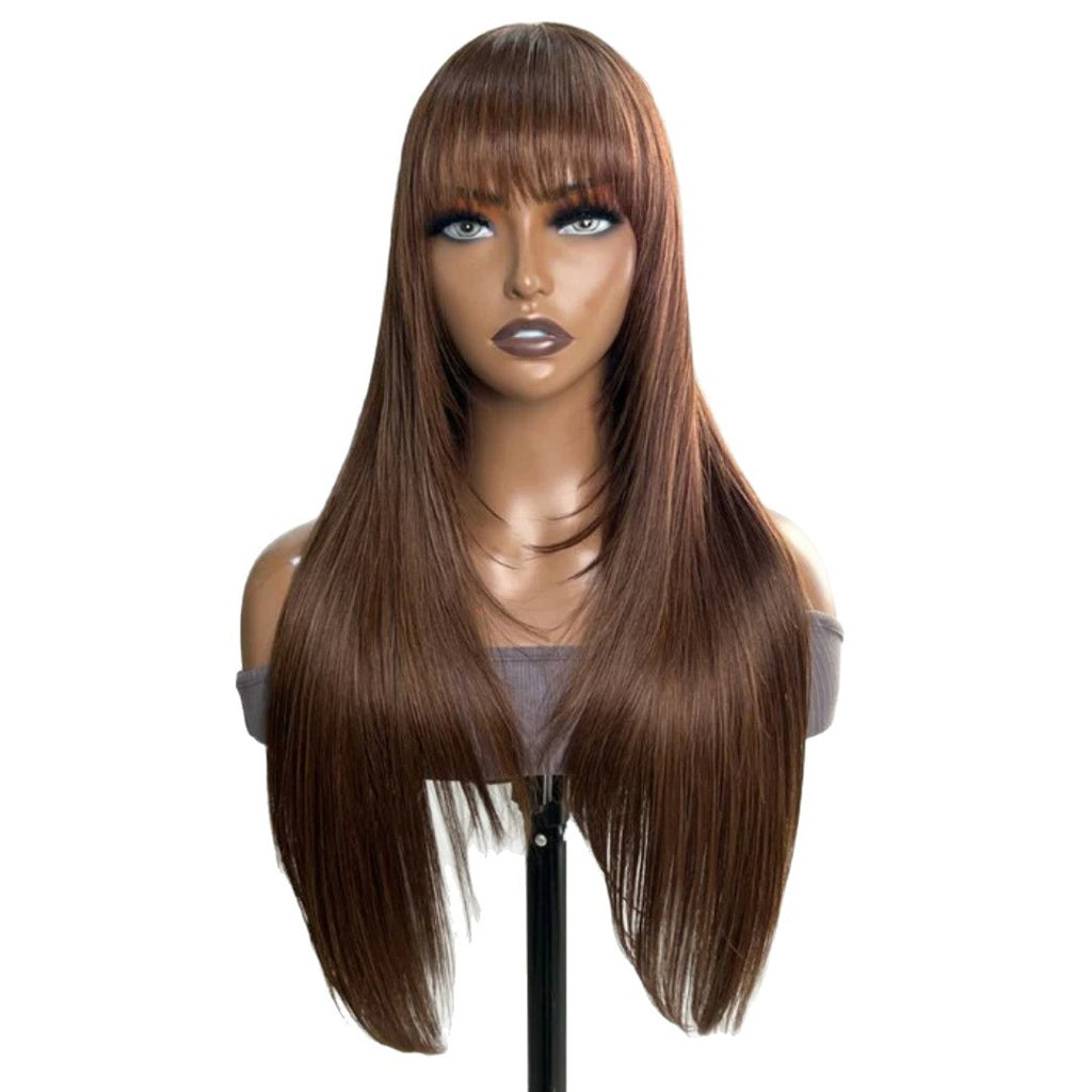 High temperature synthetic Straight Wigs with Bangs