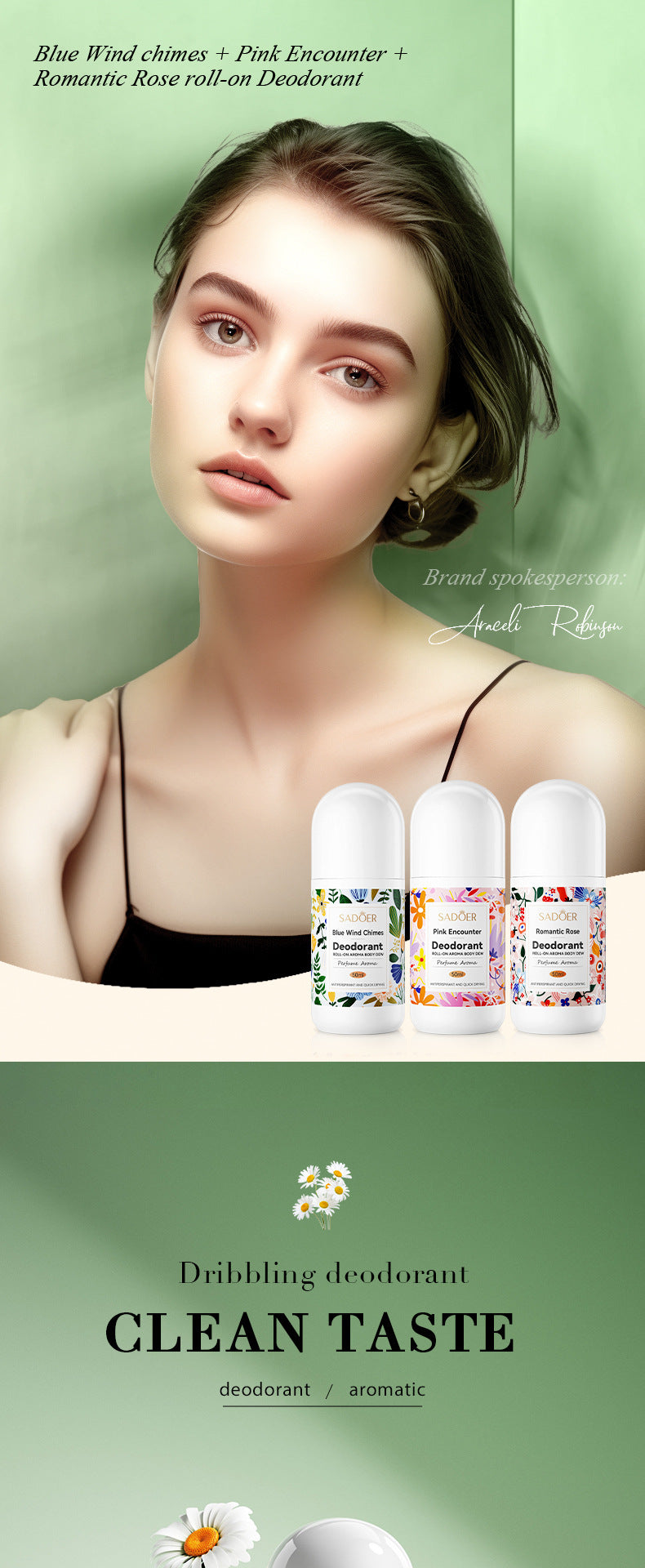 Full English Antiperspirant SADOER Lan Feng Ling Roll-On Deodorant Portable Long-Lasting Fragrance  Wholesale