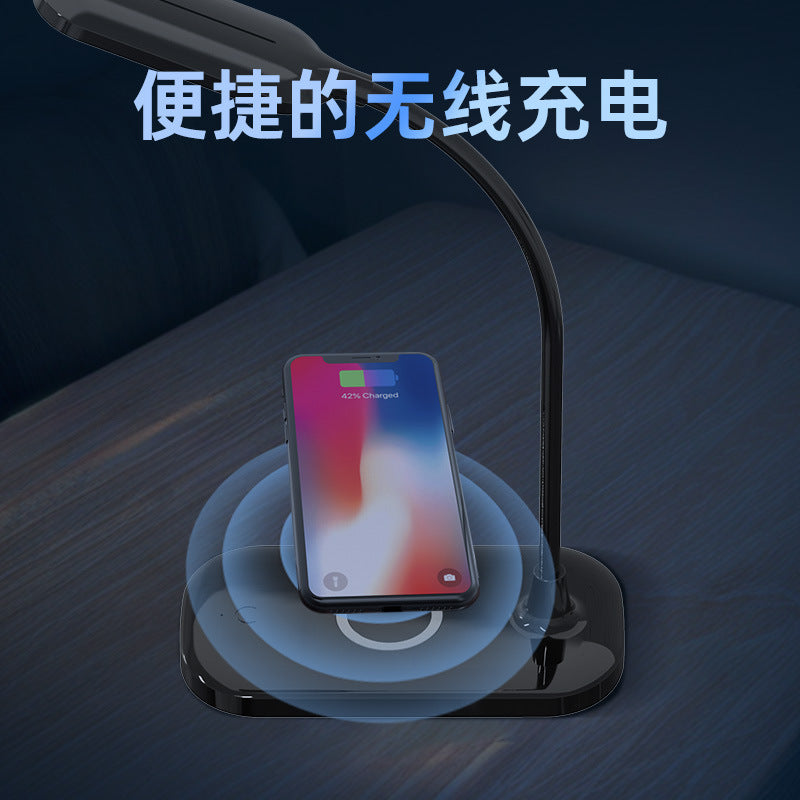 Multifunctional Desk Lamp for Bedroom and Office, Reading Desk Lamp with Three-Level Smart Adjustment, Wireless Charging for Mobile Phones, Eye Protection Desk Lamp