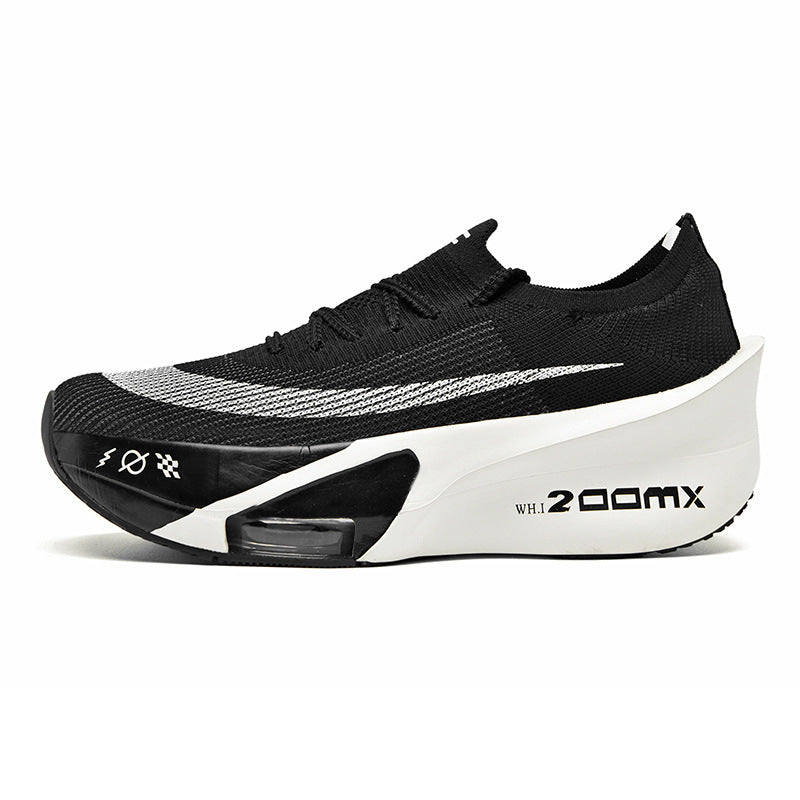 Autumn New High Elastic Double Mesh Breathable Student Training Racing Running Shoes Air Cushion Shock Absorption Full Palm Carbon Plate Sports Shoes