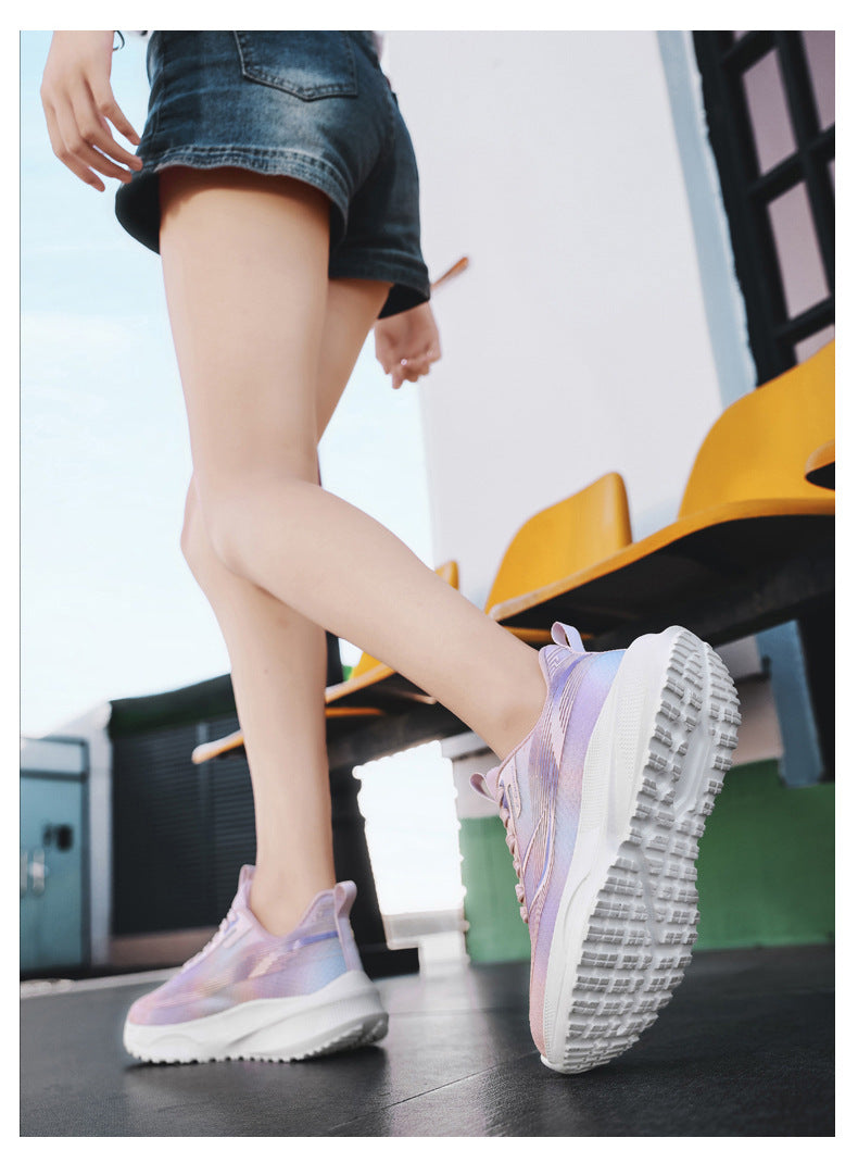 Autumn Women's Shock Absorption Lightweight Running Shoes Mesh Breathable Casual Shoes Non-Slip Popcorn Soft Sole Women's Breathable Comfortable