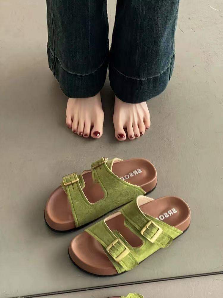 Platform Slippers Women's Summer Outerwear2025New Super Hot Beach Slip-On Yellow Birkenstock Sandals