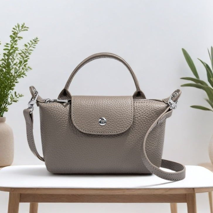 First Layer Cowhide Dumpling Bag Casual Genuine Leather Phone Bag for Women Summer Crossbody Bag Versatile Lightweight Walking Small Bag