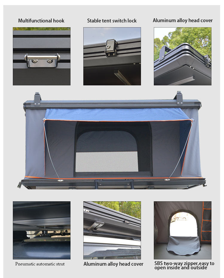 Aluminum Alloy Hard Top Car Roof Tent Double Person Rainproof Thickened Outdoor Camping Equipment SUV Universal Car Tent