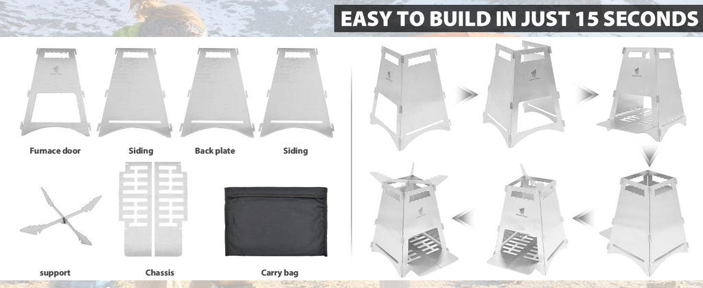 Outdoor Firewood Stove Portable Rocket Stove Foldable Firewood Stove Camping Picnic Barbecue Stove Picnic Heating Stove