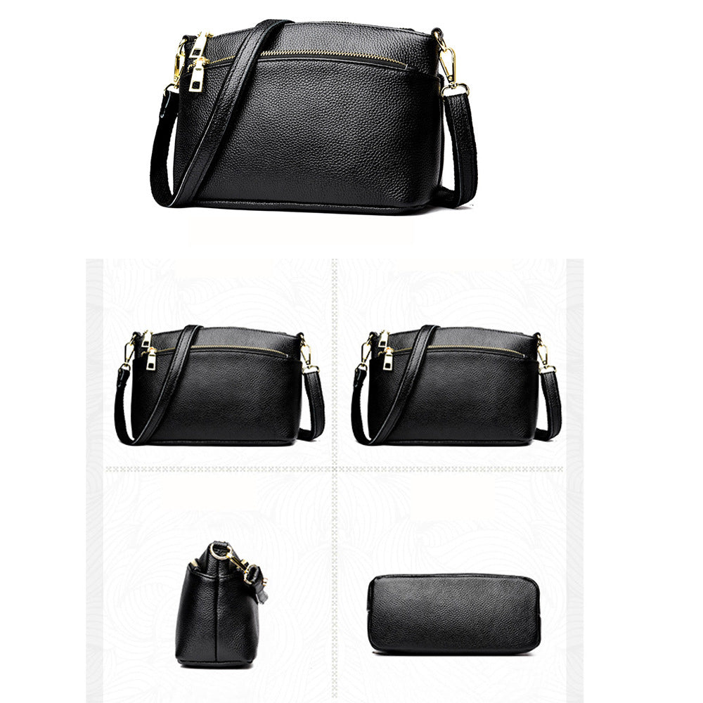 Guangzhou Shiling Genuine Leather Women's Bag for Middle-aged Moms, Small Square Bag, Top Layer Cowhide, Single Shoulder Crossbody Bag, Versatile