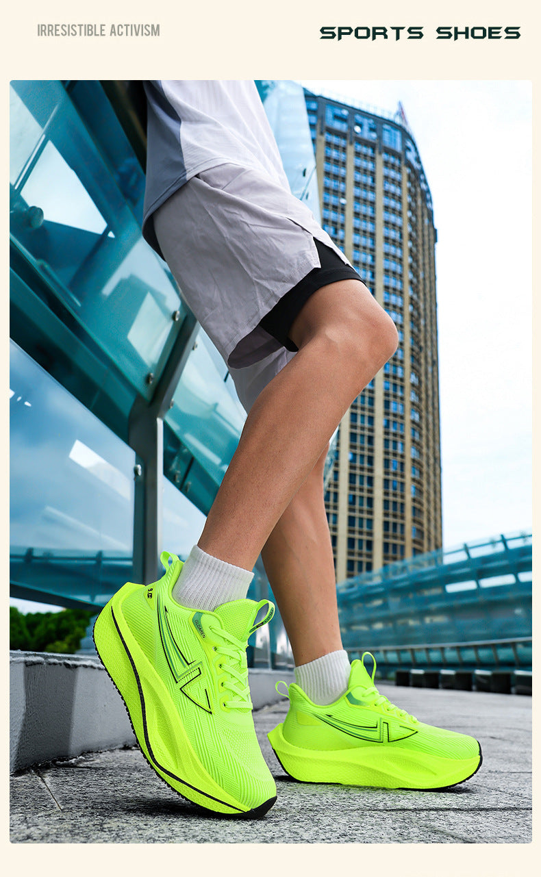 New Marathon Racing Anti-Slip Wear-Resistant Running Shoes Couple Popcorn Carbon Plate Cushioning Rebound Soft Sole Sports Shoes