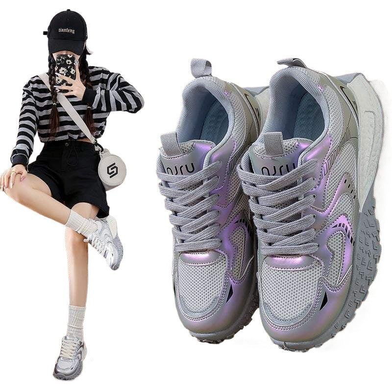 German Training Shoes Women's Shoes2025Spring New Casual Sports Running Shoes Lightweight Forrest Gump Shoes Versatile White Sneakers Mesh Shoes