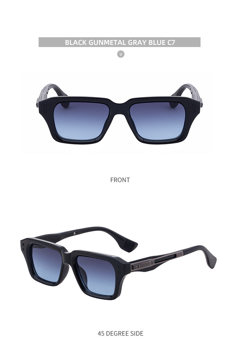 2025New European and American Fashion Square Frame Sunglasses for Men, Unique Small Frame, High-End Trendy Sun Protection Sunglasses for Men