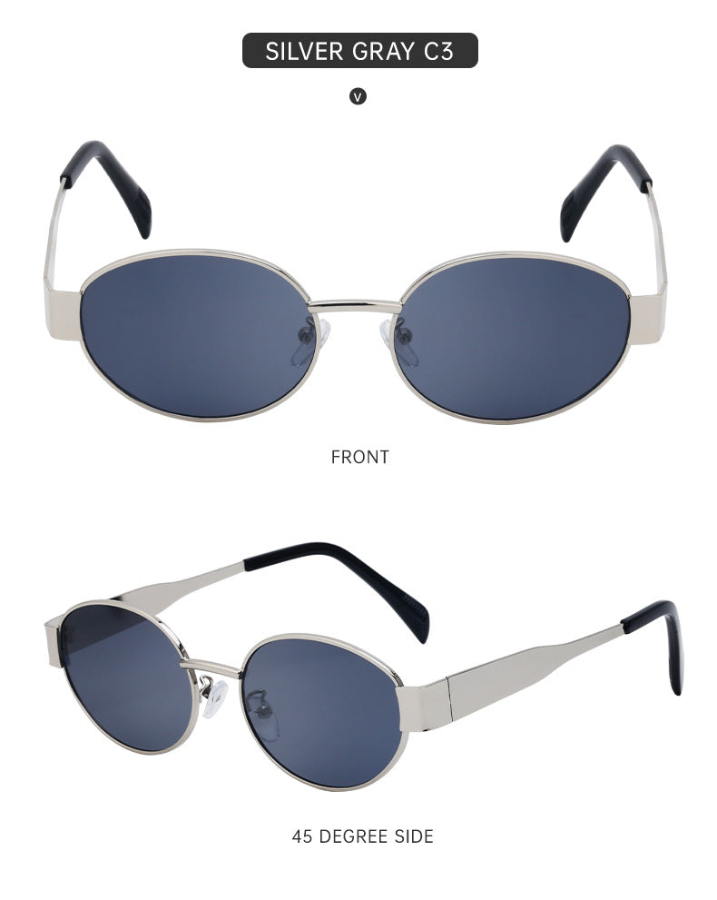 New European and American Fashion Oval Frame Sunglasses for Women High-end Sunglasses for Women Trendy Sunscreen Wholesale sunglass