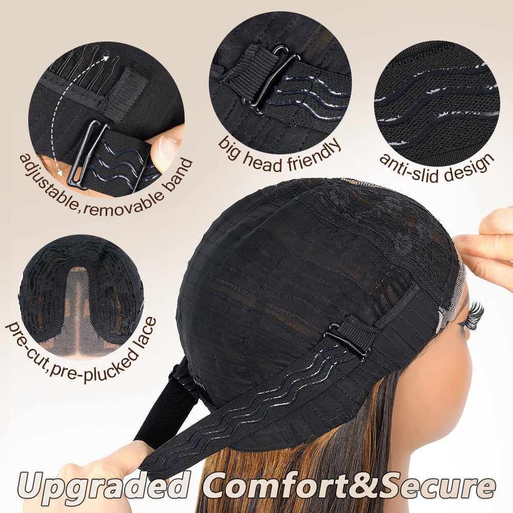 Factory Direct Cross-Border Wigs High Light Straight Layers Lace  Front Wig