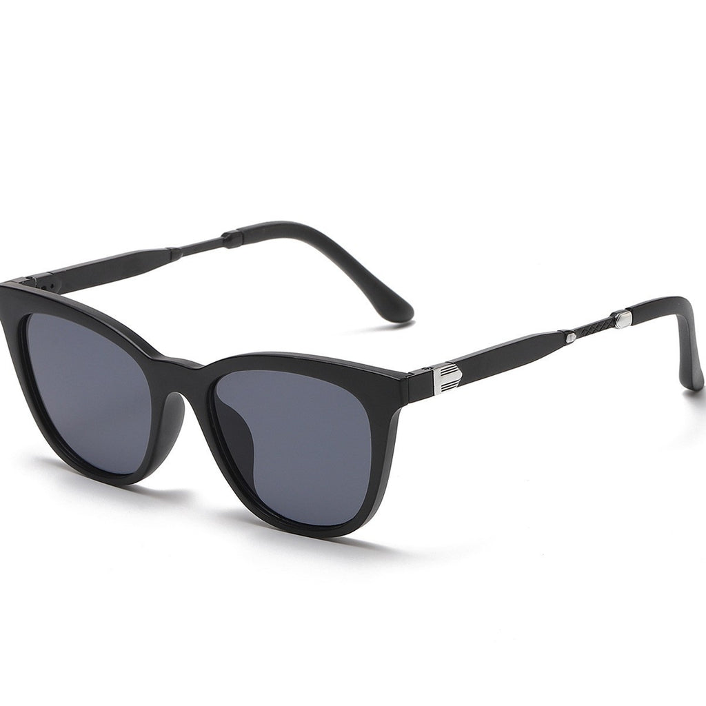 Aluminum-magnesium Spring Mirror Leg Cat Eye Sunglasses Men UV Protection ins Large Frame Sunglasses for Women with High-End Feel