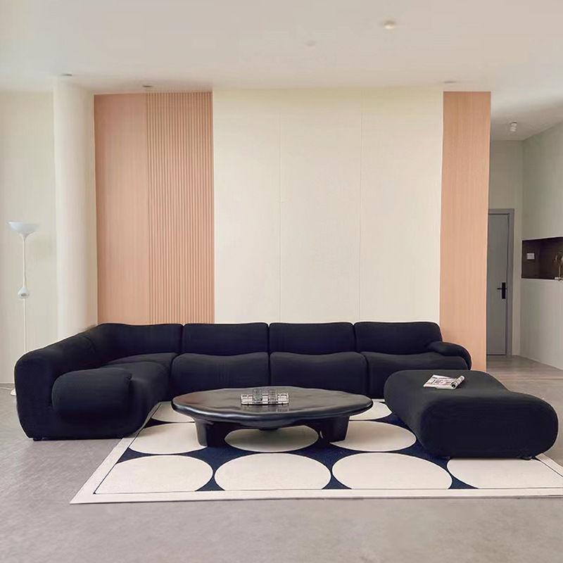 Vacuum Compressed Sofa Second-Hand Modular Combination Small Apartment Wabi-Sabi Style Living Room Designer Lamb Wool Fabric Sofa