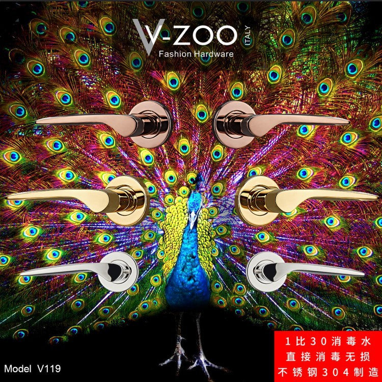 Solid Space Aluminum Bedroom Door Lock Wooden Door Interior Door Accessories Rose Gold Split Lock Silent Door Handle