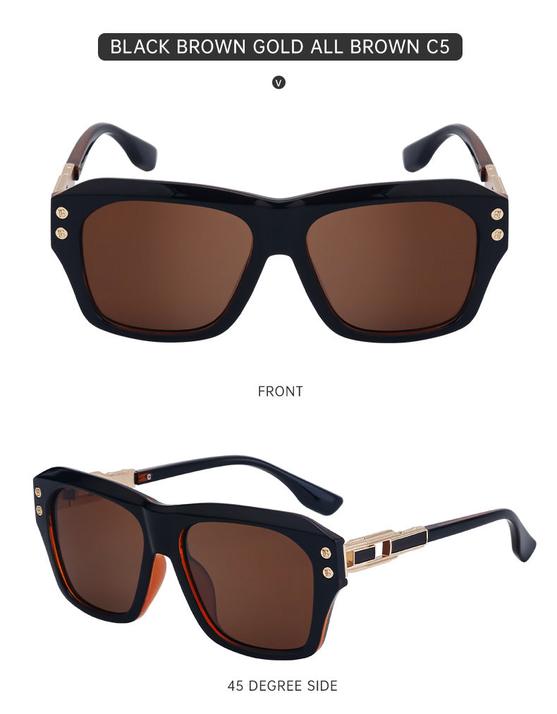 European and American Fashion Large Square Frame Sunglasses for Men High-end Sun Protection Sunglasses Men's Trendy Glasses sunglasses