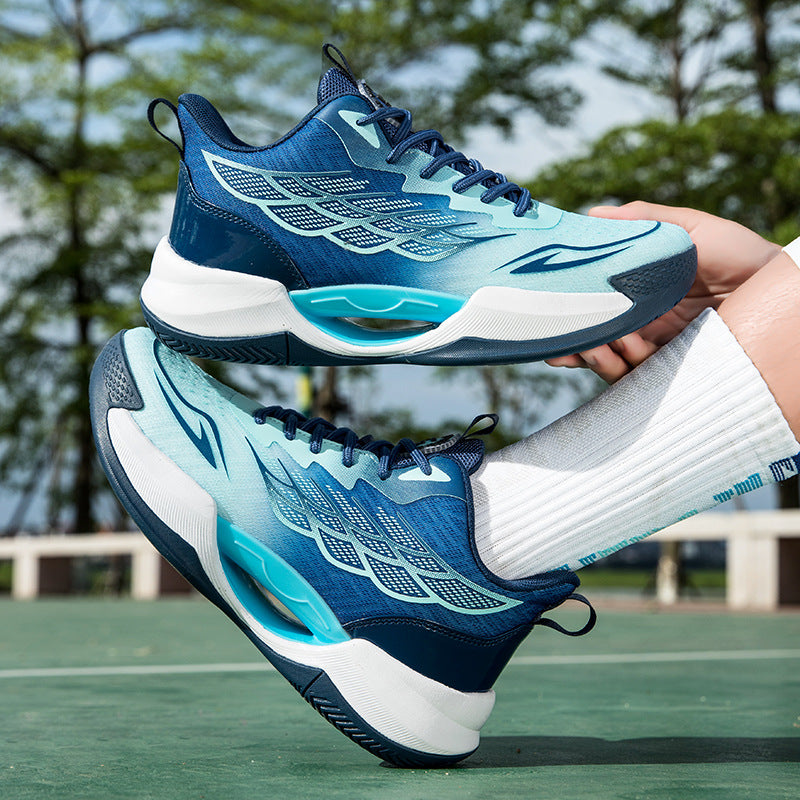 2025New Men's Shoes Mesh Breathable High Elastic Shock Absorption Sports Shoes Youth Casual Non-slip Thick Bottom Basketball Shoes