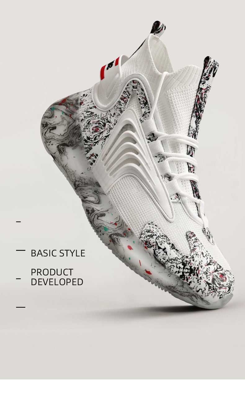 2025New National Fashion Casual Shoes Breathable Mesh Patchwork Men's Shoes Thick Sole Height Increasing Non-Slip Wear-Resistant Sports Shoes