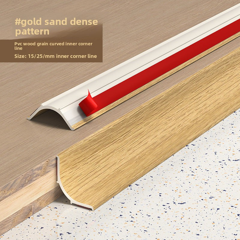 Gold sand dense pattern corner line with wood grain design and red accent, 13/25mm size.