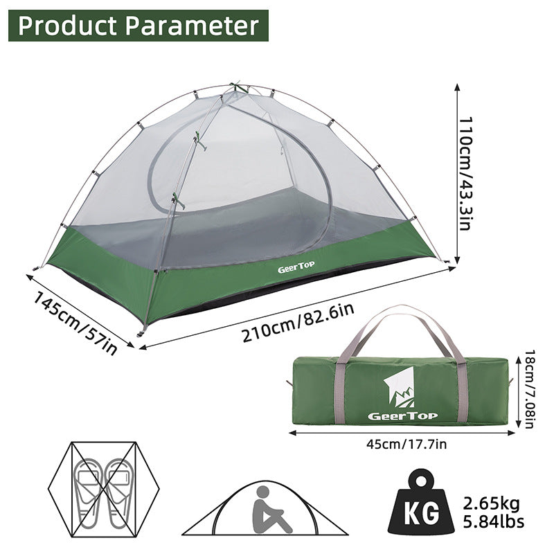 Camping Tent Double Layer Tent Sun Protection Outdoor Tent Rainproof Hiking Tent Canopy Two-in-One