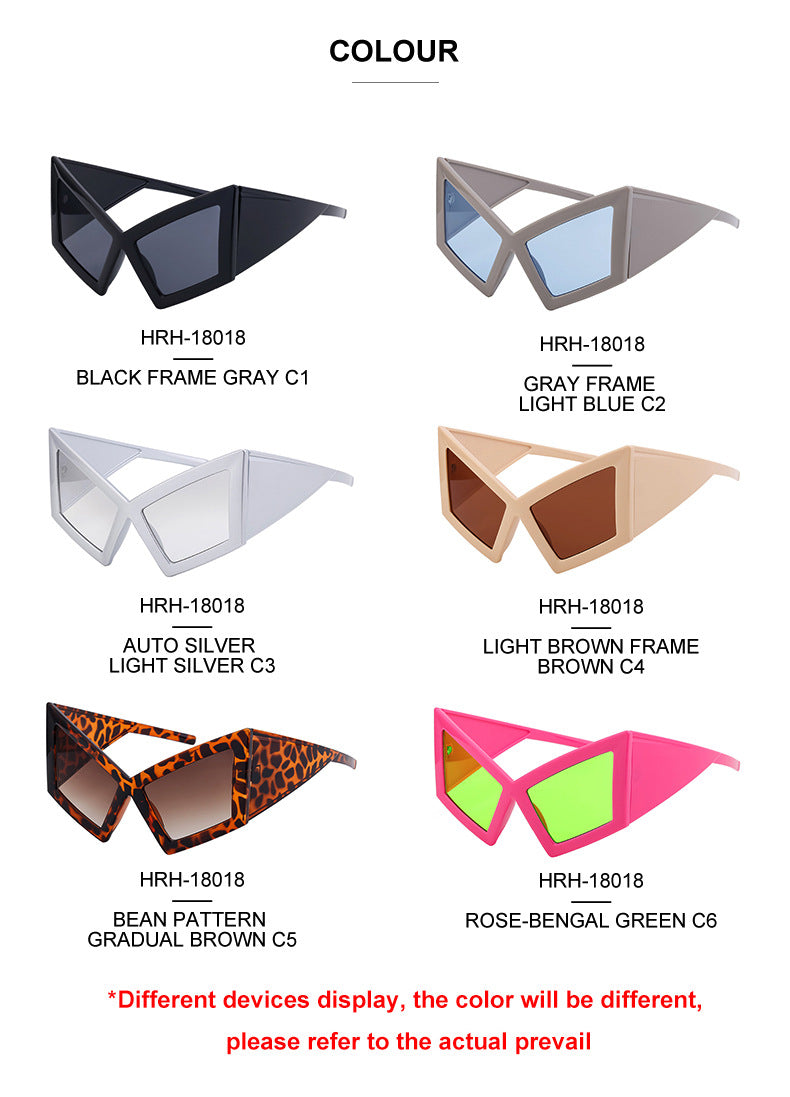 New arrivalStylish large frame cat eye sunglasses European and American Style Personality Hip-Hop Internet Celebrity Beach Party Sunglasses