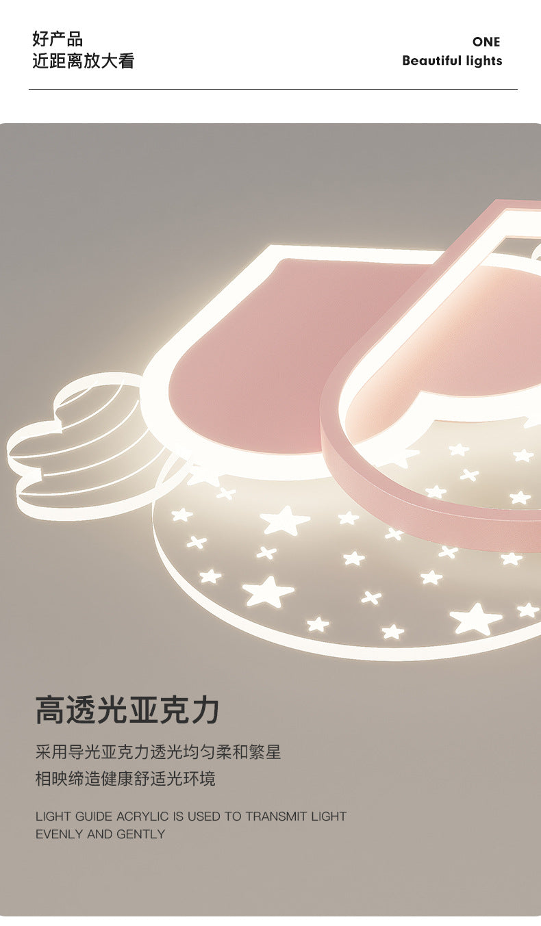 Cozy Eye Protection Bedroom Lamp led Simple Ceiling Light for Boys and Girls Princess Room Bedroom Creative Double Heart Lamp
