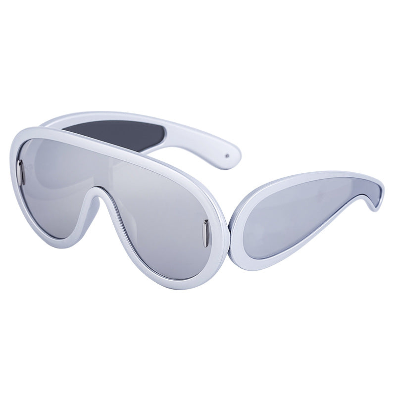 European and American Fashion One-piece Large Frame Sports Sunscreen Sunglasses Women's Trendy Sports Cycling Windproof Sunglasses Men's Glasses