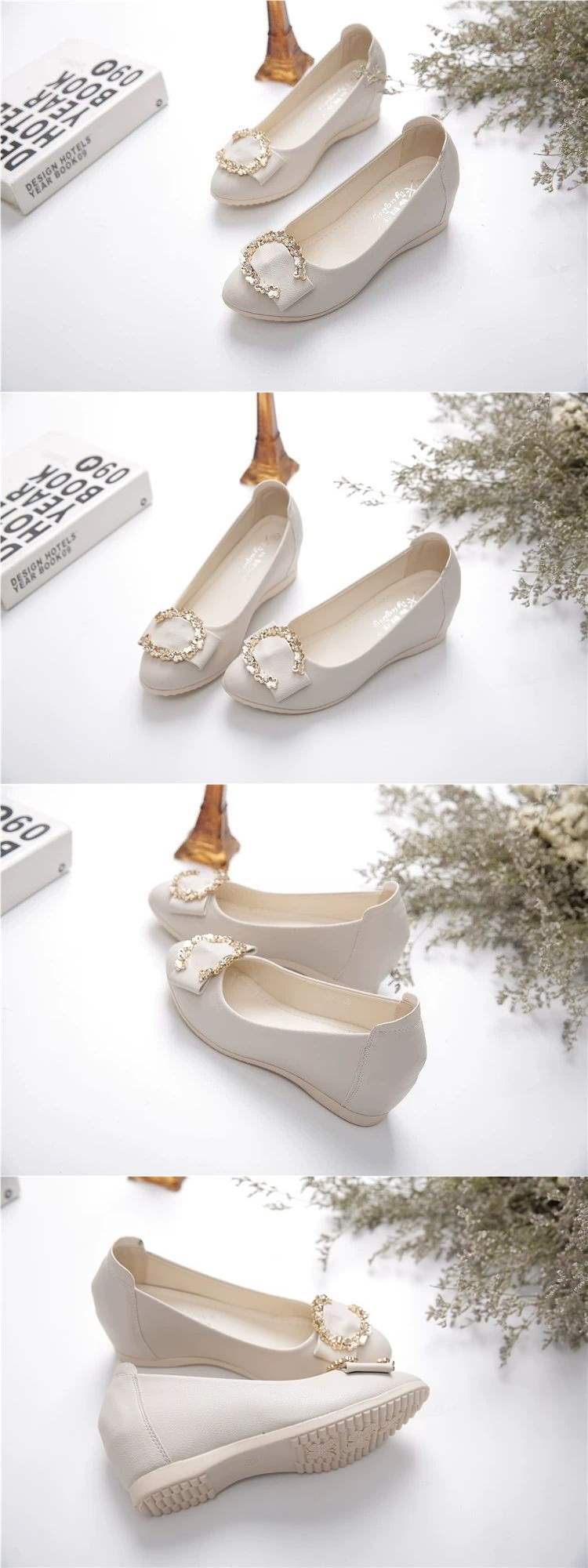 Women's Height-Increasing Flats2025Spring New Non-Slip Flat Shallow Mouth Height-Increasing Shoes Versatile Wedge Mom Shoes