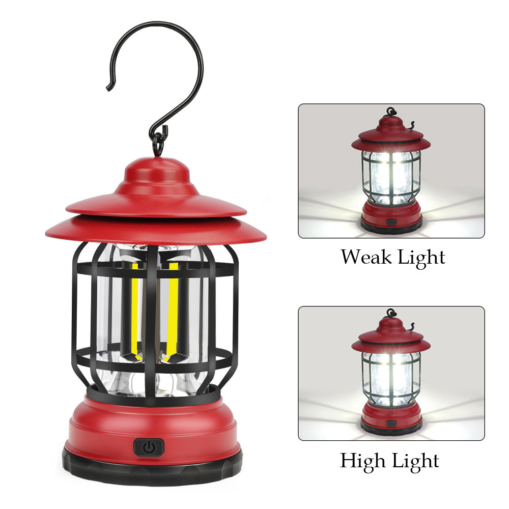 New Retro Tent Light Rechargeable Camping Light Multifunctional Outdoor Camping Light Adjustable Camping Emergency Light