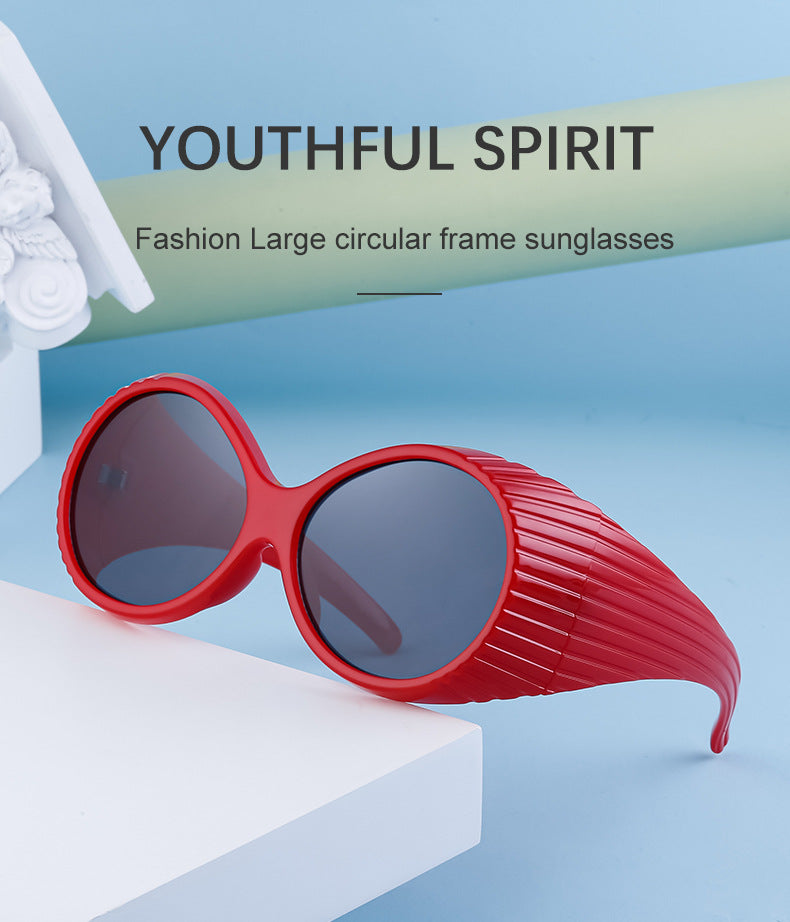 Fashion Catwalk Style Round Frame Sunglasses for Women Trendy High-end European and American Style Internet Celebrity Large Frame Sunglasses for Women Stage Performance