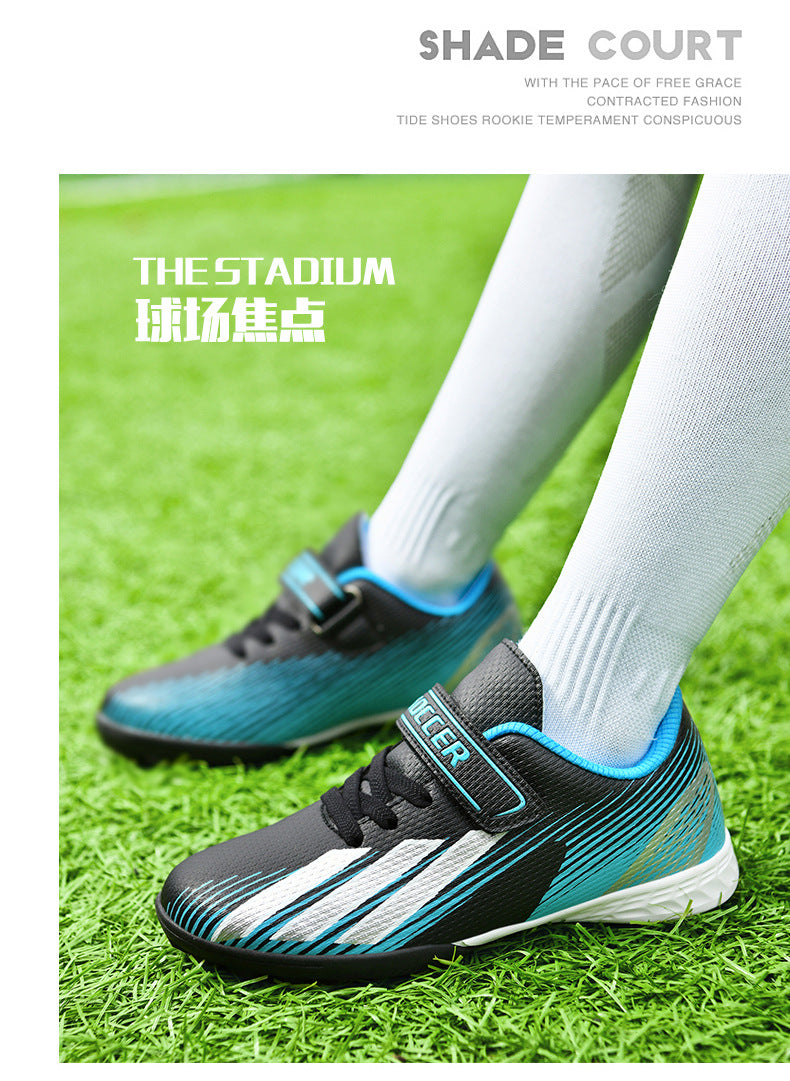 New football shoes for men and women with Velcro for children TF Broken Nail Style Youth Student Grassland Flat Training Shoes