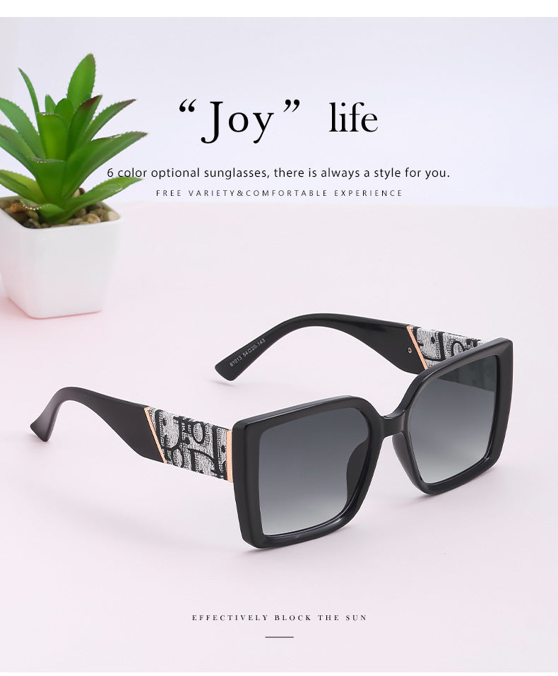 New Fashion Large Frame UV Protection Sunglasses for Women Square Frame Sunglasses European and American Style Glasses