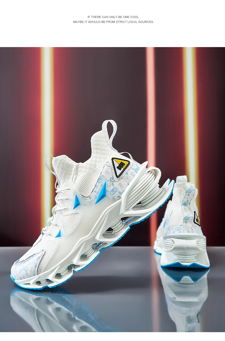 Fashion Blade Men's Shoes Mesh Breathable Sports Casual Running Shoes Men's Shock Absorption Anti-Slip Height Increasing Dad Trendy Shoes