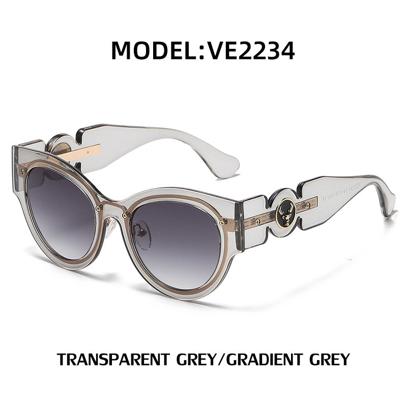 European and American Style Cat Eye Sunglasses for Women with High-end Feel ins Steampunk Frameless Sunglasses for Women Wholesale