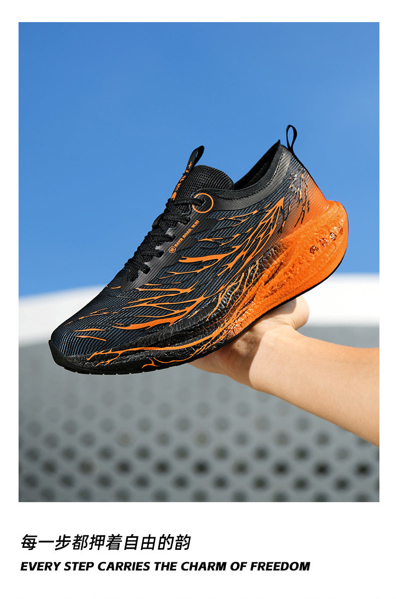 Autumn New Fluorescent Parent-Child Fashion Casual Sports Shoes with Real Carbon Plate High Elasticity Cushioning Outdoor Running Shoes