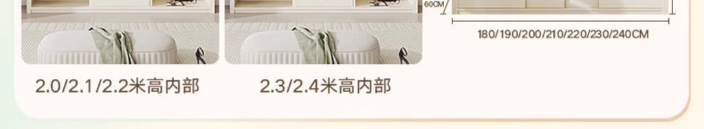 E0European Pine Board Warm White Sliding Door Wardrobe Desk Integrated Set Cream Style Bedroom Home Solid Wood Large Wardrobe