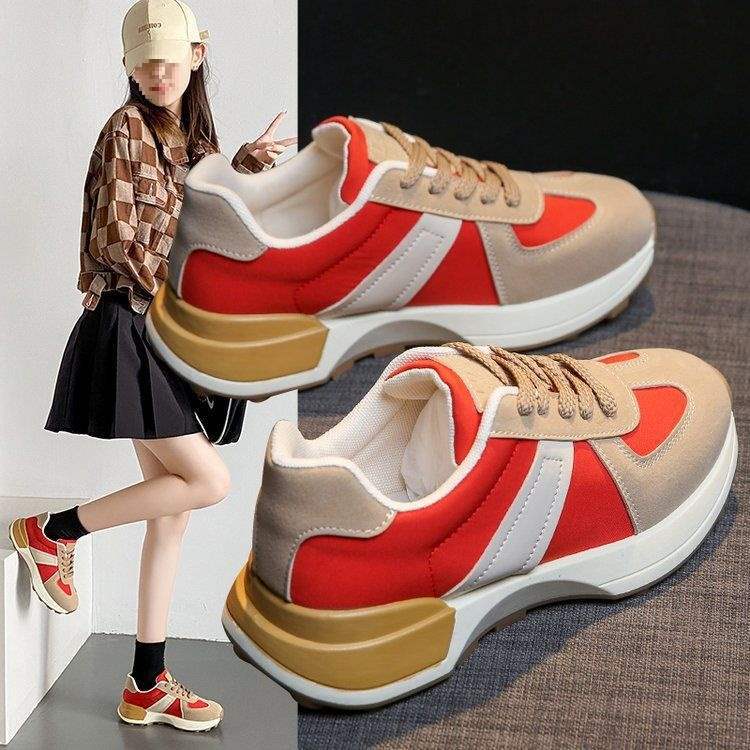 Thick-Soled Waffle Waist-Accentuating Women's Sneakers2025Spring and summer new retro fashion height-increasing running sports casual shoes