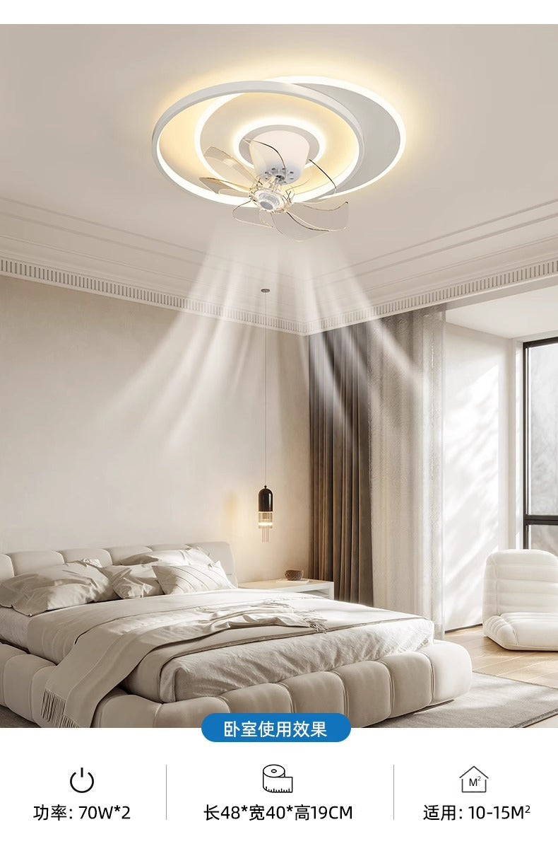 Shaking Head Fan Light Bedroom Ceiling New Ultra-Thin Cloud Light Children's Room Light360Eye Protection Smart Ceiling Fan Light