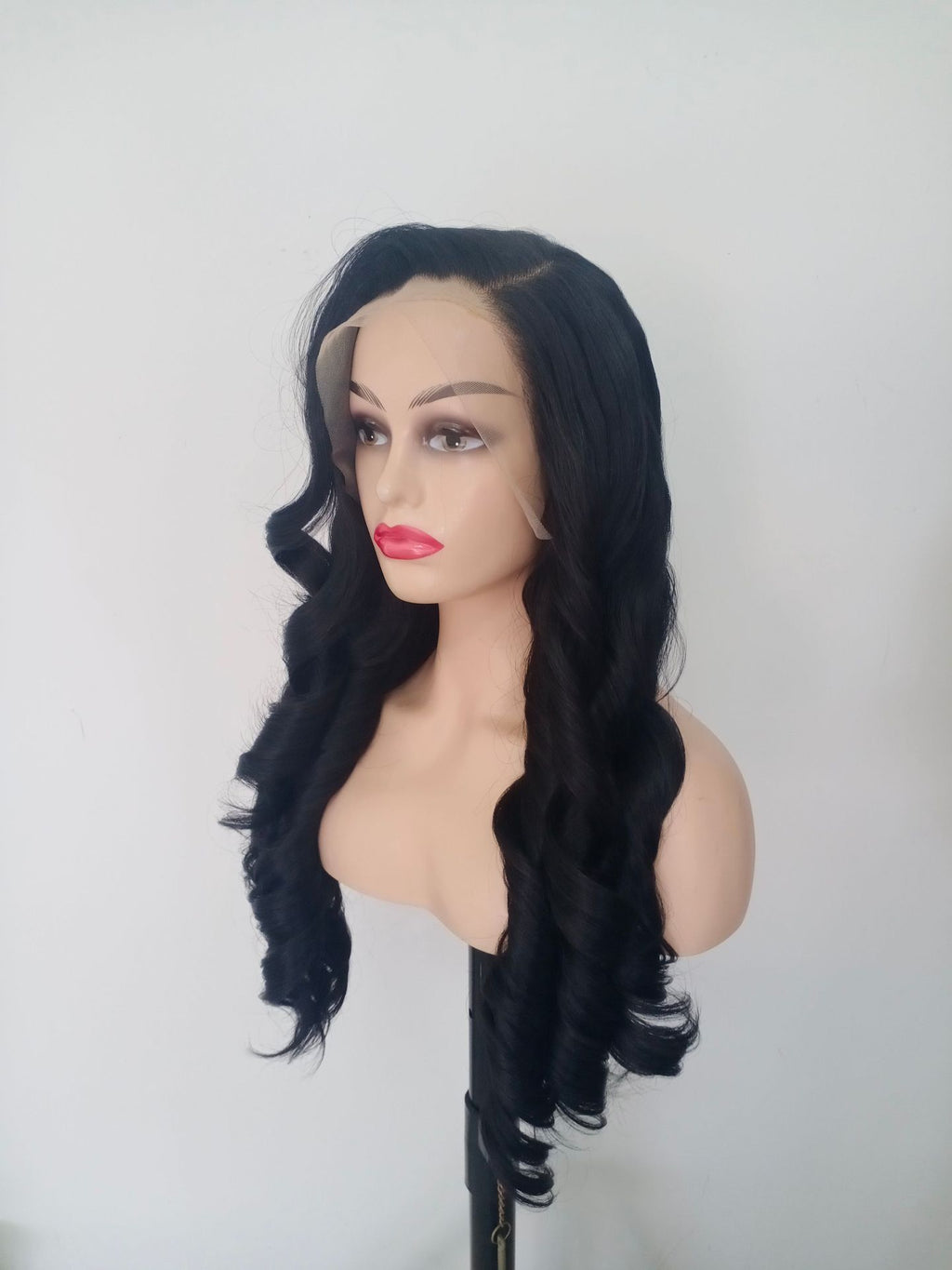 13*4 Lace Front 28 inch Long Black Wavy Hair Wig