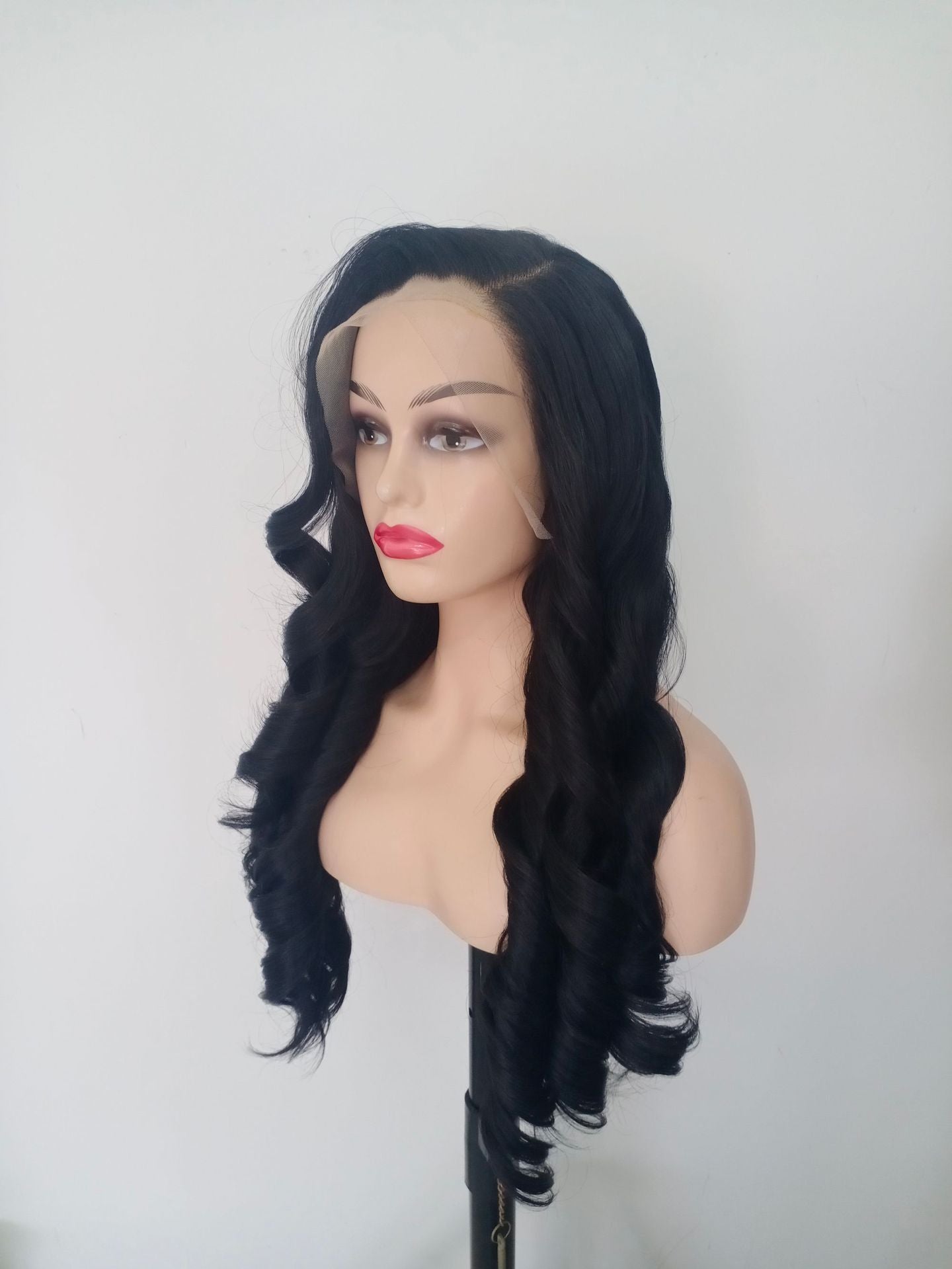 13*4 Lace Front 28 inch Long Black Wavy Hair Wig