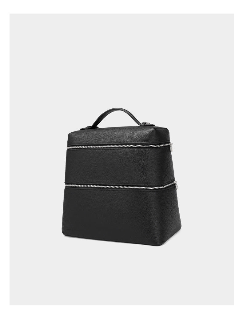 Korean Style Lunch Box Bag Insulated Bag ins Wind Backpack Women's Soft Leather Large Capacity High-end Simple College Style Backpack