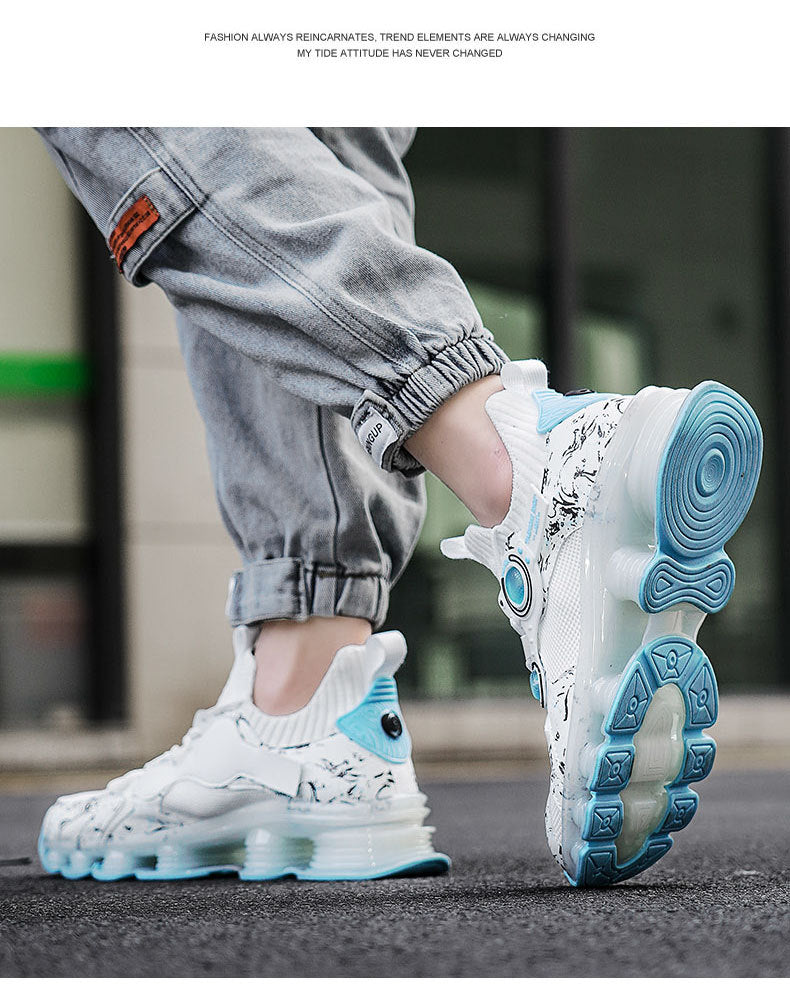 Blade Rebound Men's Shoes Mesh Breathable Running Shoes Youth Trendy Versatile Height Increasing Shock Absorption Sports Shoes