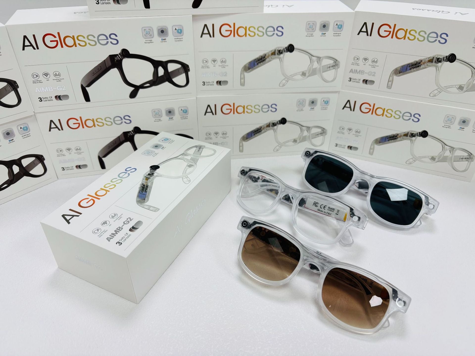 80010000 Pixel Smart Glasses AIMB-G2Photography and Videography1200P Audio and Video Recording Ai Translation+Music Control