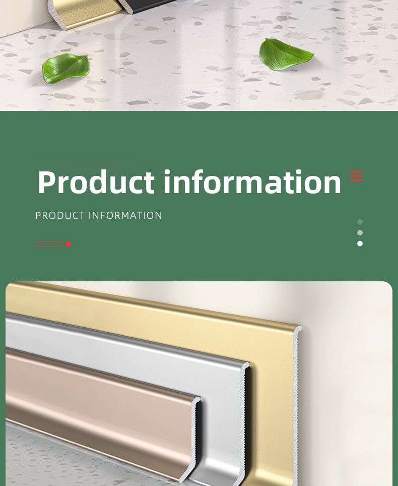 Aluminum alloy baseboard minimalist and ultra-thin4/6/8cm Self-adhesive, no-drill stainless steel metal baseboard wholesale